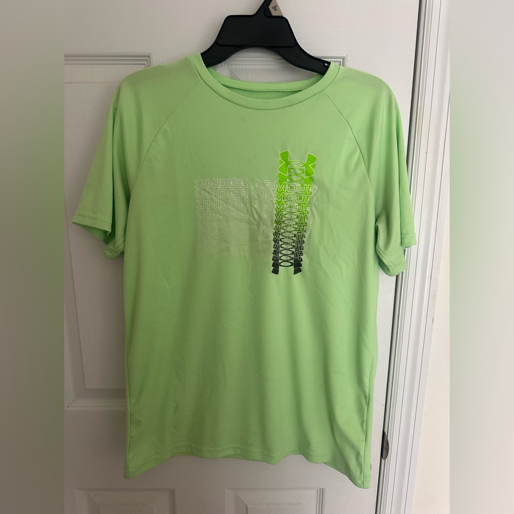 Under Armour Boys' Tech Gradient Word Mark Short Sleeve T-Shirt Summer Lime YXL